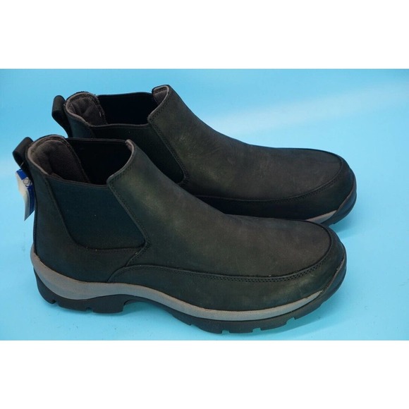 Duluth Trading Wild Boar Suede Anti Slip Ankle Boots Black Pull On 13E Wide
